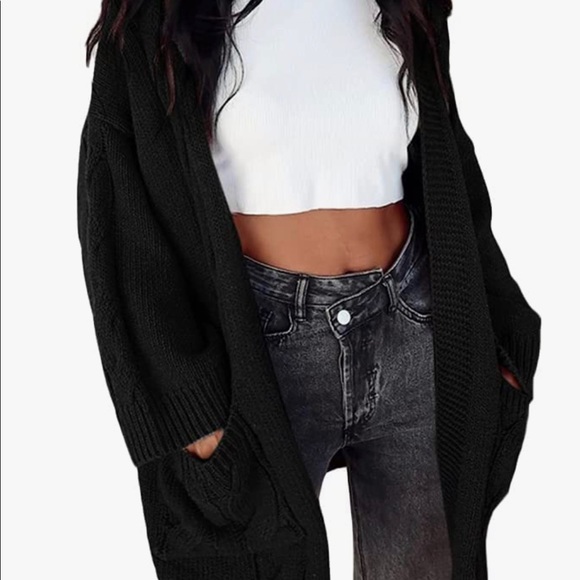 🔥 Womens Open Front Chunky Cable Knit Cardigan Sweaters Long Sleeve Loose - Picture 7 of 9